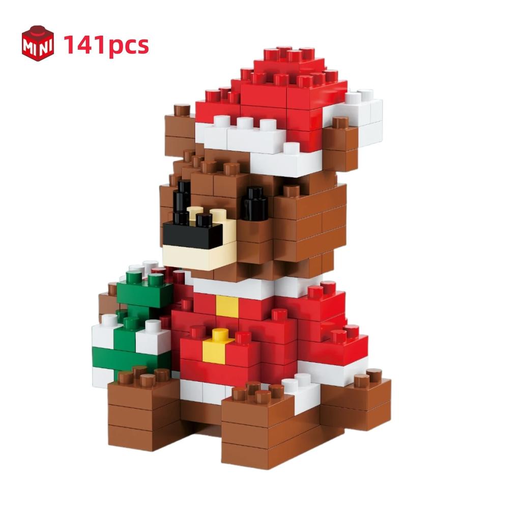 Children Festive Christmas Mini Gift Micro Building Blocks 3D Snowman Santa Claus Tree Decor Model Toy For Kids