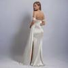 One-Shoulder Solid Color Evening Dress with Slit and Fishtail Skirt