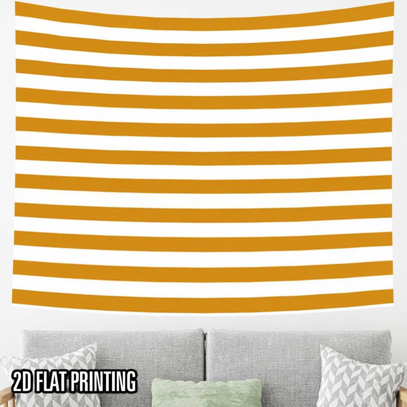 2D Flat, 1pc Modern Horizontal Striped Tapestry Wall Hanging - Orange & White Striped Suitable for Living Rooms, Bedrooms, Offices, Outdoor Parties, P