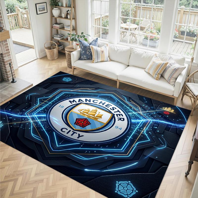 Manchester City Design Kristal Fluweel Tapijt Gezellig Niet?Antislip Bedrukt Tapijt Voor Slaapkamer Woonkamer Entree