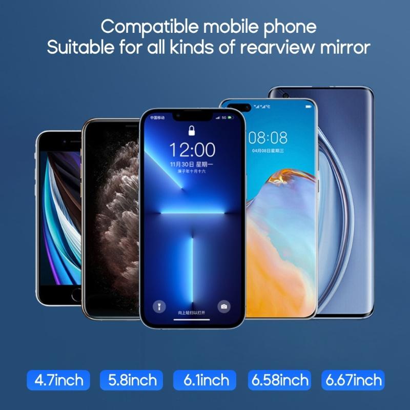 360-degree Rotation-Navigation Mount Mobile Phones Holder Car Adjustable Stand Rearview Mirror Retractable Phone Bracket