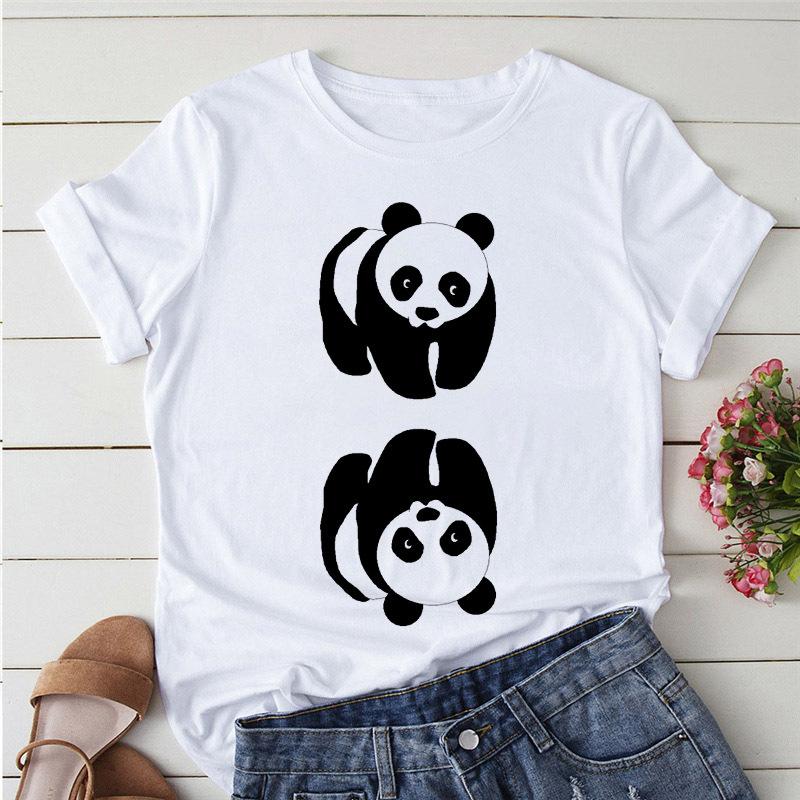 Summer Tshirts Cartoon T Shirt Unisex Kawaii Panda Yoga Print Graphic T Shirts Cute Girl Harajuku Anime Cartoon Female Clothes