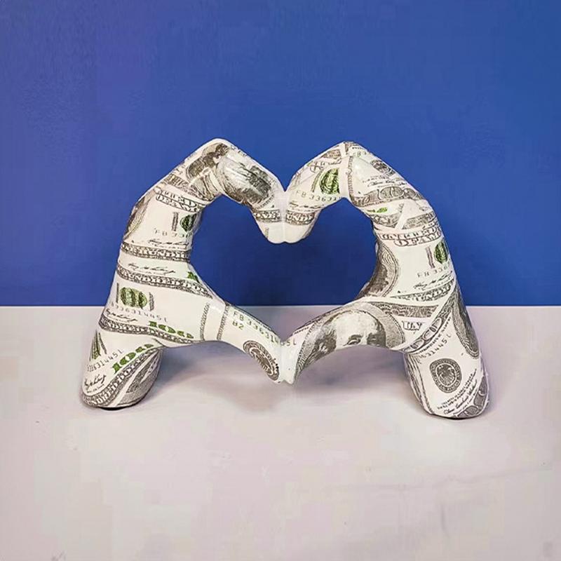 Colorful love gesture ornament, resin craft decoration for home living room desktop and bookshelf, couple, Valentine's Day gift