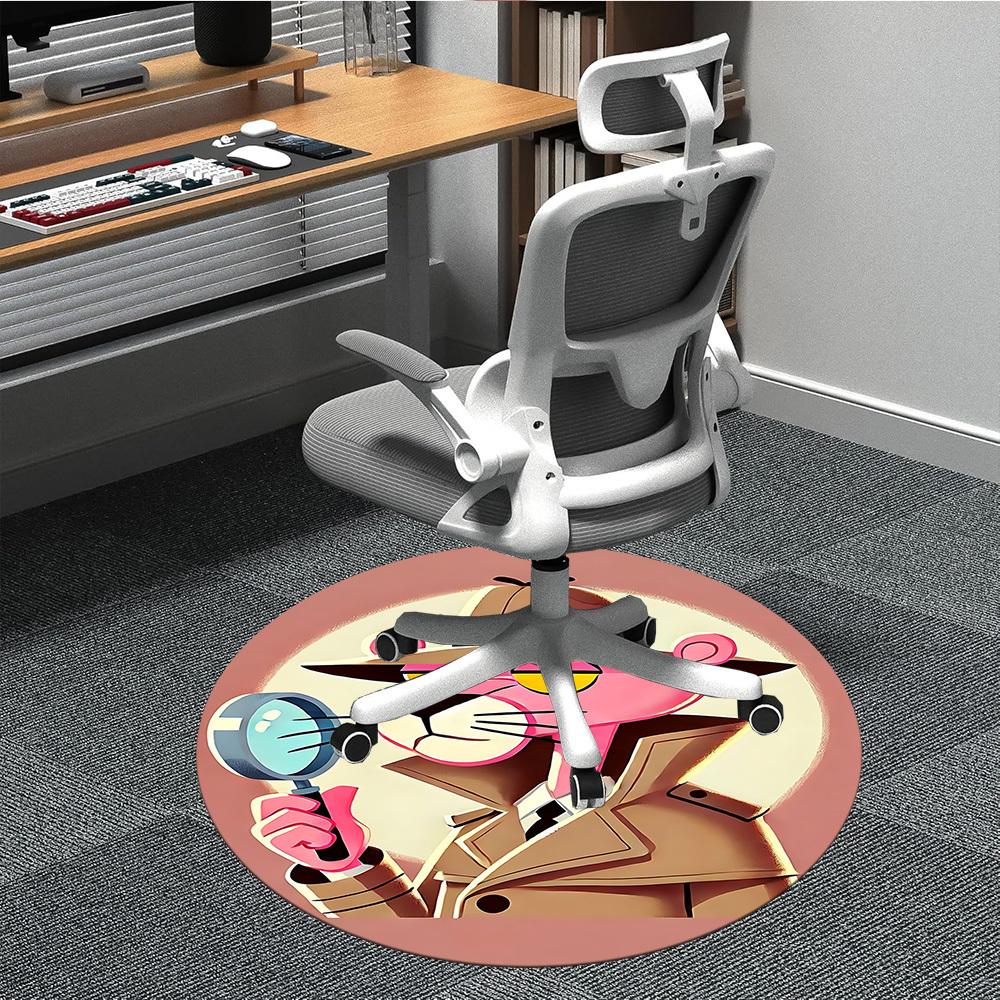 

1pc Pink Panther Detective Office Round Area Rug, Under Office Chairs Bedroom Living Room Home Decor a1022326 80cm by 80cm
