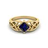 5MM Square Blue Sapphire Gemstone 925 Sterling Silver Gold Plated Solitaire Celtic Women's Engagement Ring