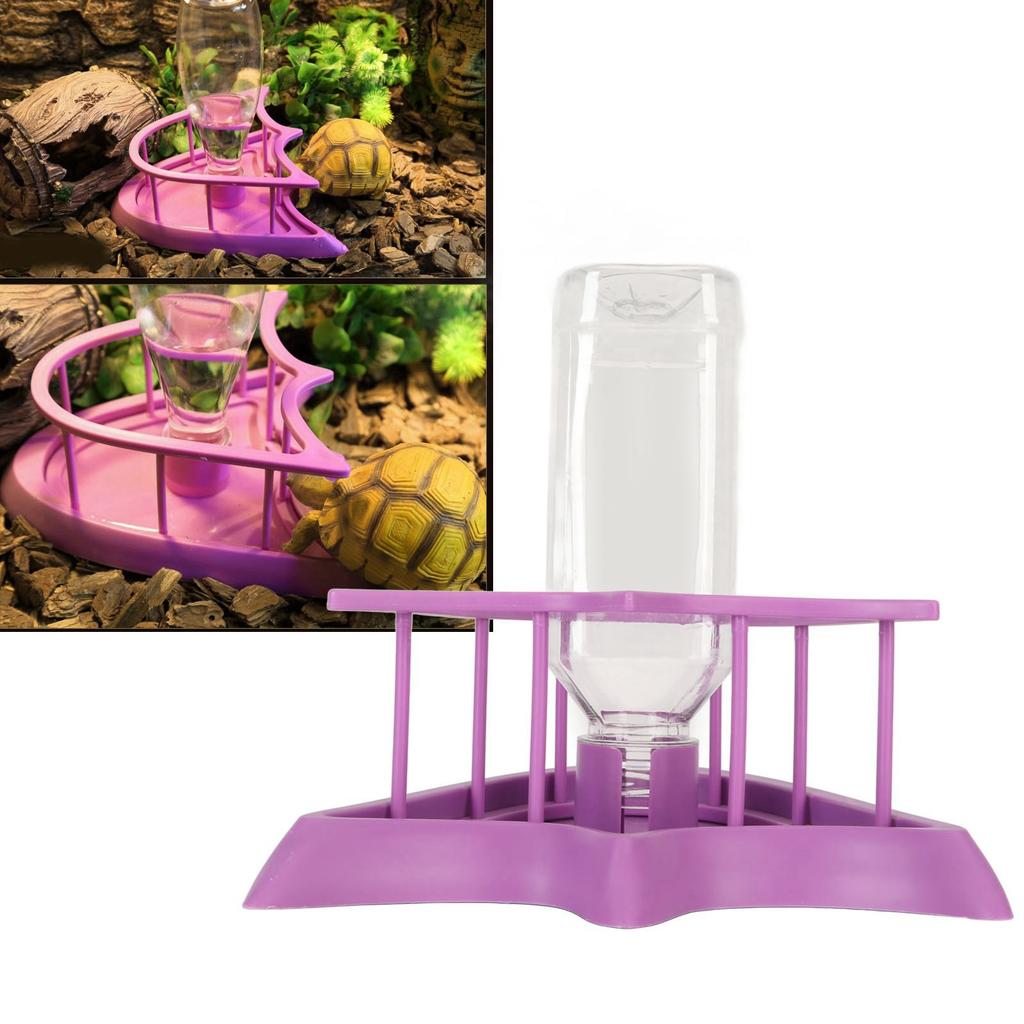 Automatic Reptile Water Feeder Safe Purple Fence Reptile Water Drinker Dispenser with Bottle for   Reptile Supplies
