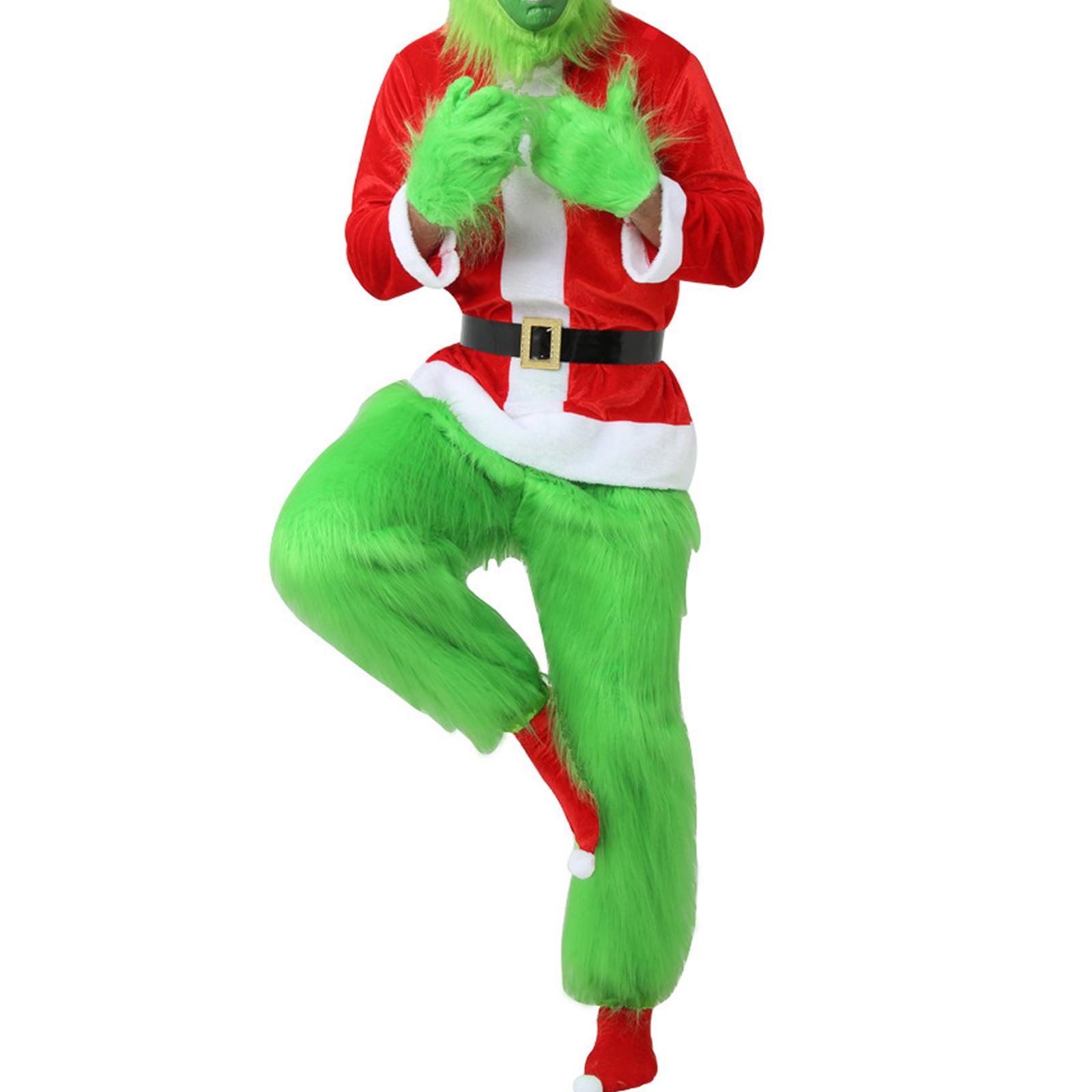 

Рождественские зеленые костюмы - Взрослый пушистый рождественский костюм для косплея, наборы костюмов Санты XXXL