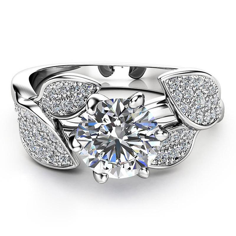 Exquisite Claw Leaf Ring Wedding Charming Engagement Ring Jewelry For Women Gift