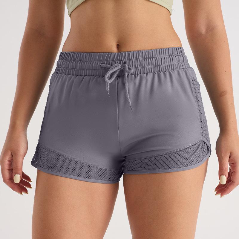 Women's Quick-Dry Mesh Yoga Shorts - Two-Piece, Anti-Exposure Design