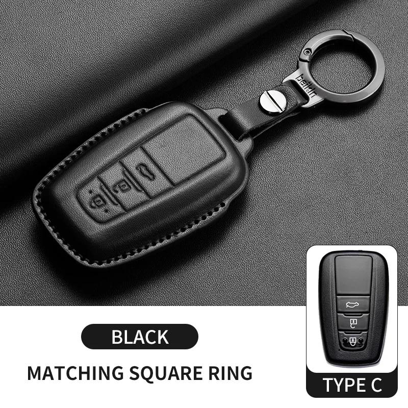 Leather Car Key Case Cover For Toyota Corolla Camry RAV4 CHR C-HR Hilux Prius Land Cruiser Prado Car Key Protector Accessories