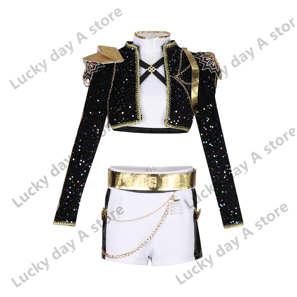 PÅ LAGER Rumi Mira Zoey Cosplay Kostyme kpop Svart Gull Halloween Kvinne Familie Jenter Cosplay Rask Levering