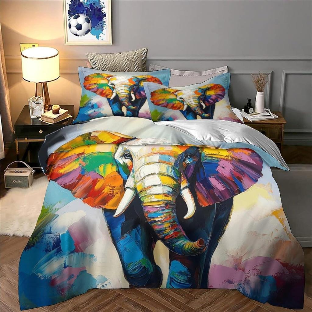 Dog Bedding Set, Cartoon Cute Style 3D Printed Ultra-fine Fiber Duvet Cover Pillowcase 3-piece Set for Adults and Children