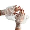Sheer Embroidered Fingerless Wrist Cuffs Pair for Women, Lace Sleeves with Flared Cuff for Weddings and Photo Styling Use