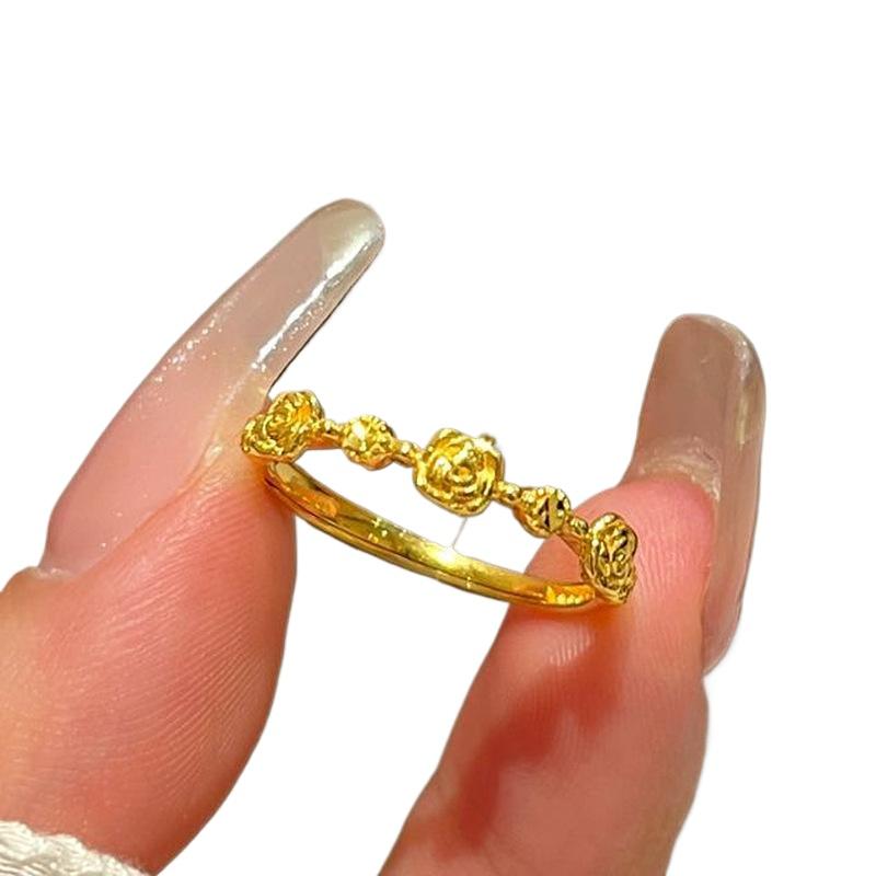Classic Simple Glossy rose flower Ring antique gold craftsm retro and exquisite palace style suitable for daily jewelry gifts