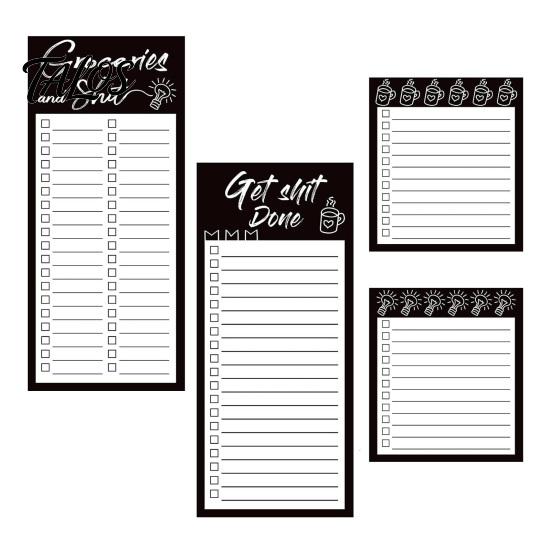Magnetic Reminder Board List Notepad, Thick Paper Tear-off Checklist Planner, Black Bordered Retro Task Organizer Design for Grocery Shopping