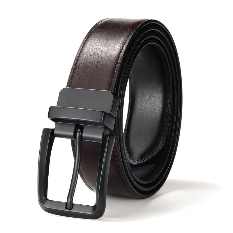 

Мужской ремень с пряжкой, модный и стильный ремень из коровьей кожи, двусторонний, можно использовать для мужчин среднего и молодого возраста. 135cm