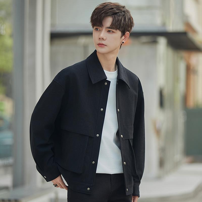 Men's Casual Jacket Spring and Autumn Wear Ruffian Handsome High-end Lapel Korean Version Coat Top