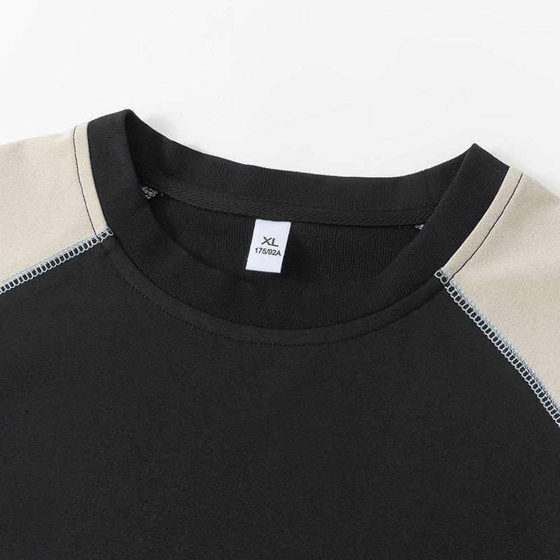 Men's Summer 2026 Raglan Contrast Short Sleeve T-shirt - Loose, Trendy, Versatile Half Sleeve Design