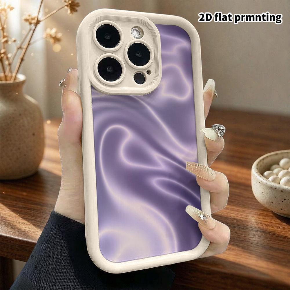 Phone Case: 2D Flat Design Suitable for iPhone 18 17 16 15 14 13 Pro Step Protection Case, Purple Neon Tones, Christmas and Halloween Gift