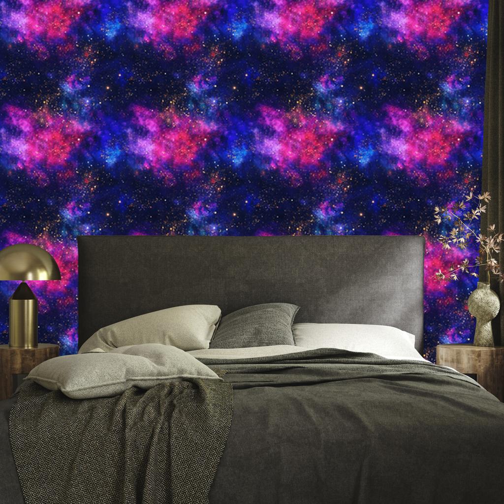 Watercolor Galaxy Wallpaper Navy Blue and Purple for Living Room and Bedroom 50x1000