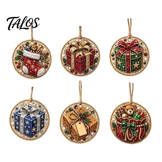 Craft Kits for Family Night 6Pcs/Set Christmas Ornaments DIY Faux Pearl Art Kit, Hanging Decorations Kit Personalized Tree with Round Charms