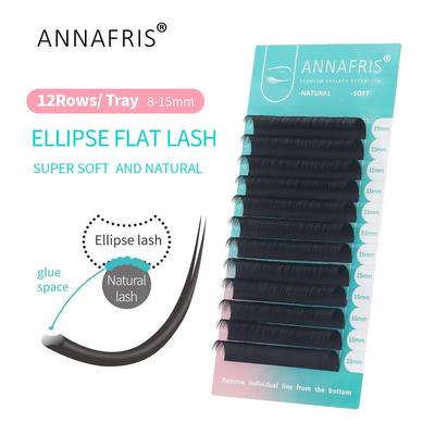 Ellipse Flache Wimpernverlängerung D Curl Natur Matt Faux Nerz Einzelne geteilte Spitzen Gemischte Wimpern Zubehör Maquiagem Cilios