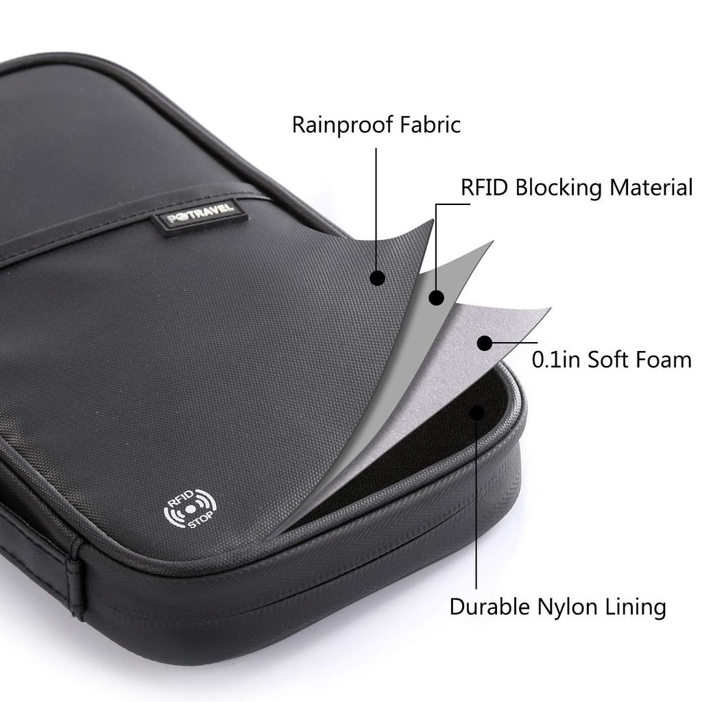 VanFn RFID Travel Passport Family Passport Trip Document A Nylon One Modern Fit Wallet, Holder, Organizer, P.Travel Series, - - Black, Size,