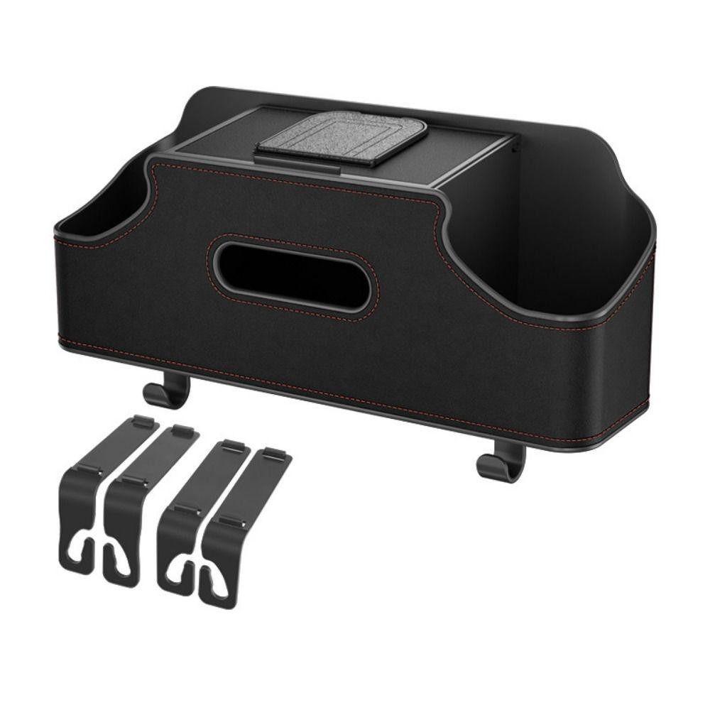 1Pcs Auto Interior Storage Car Tissue Box Holder with 2 Cup Holders Headrest Hooks  Car Accessories