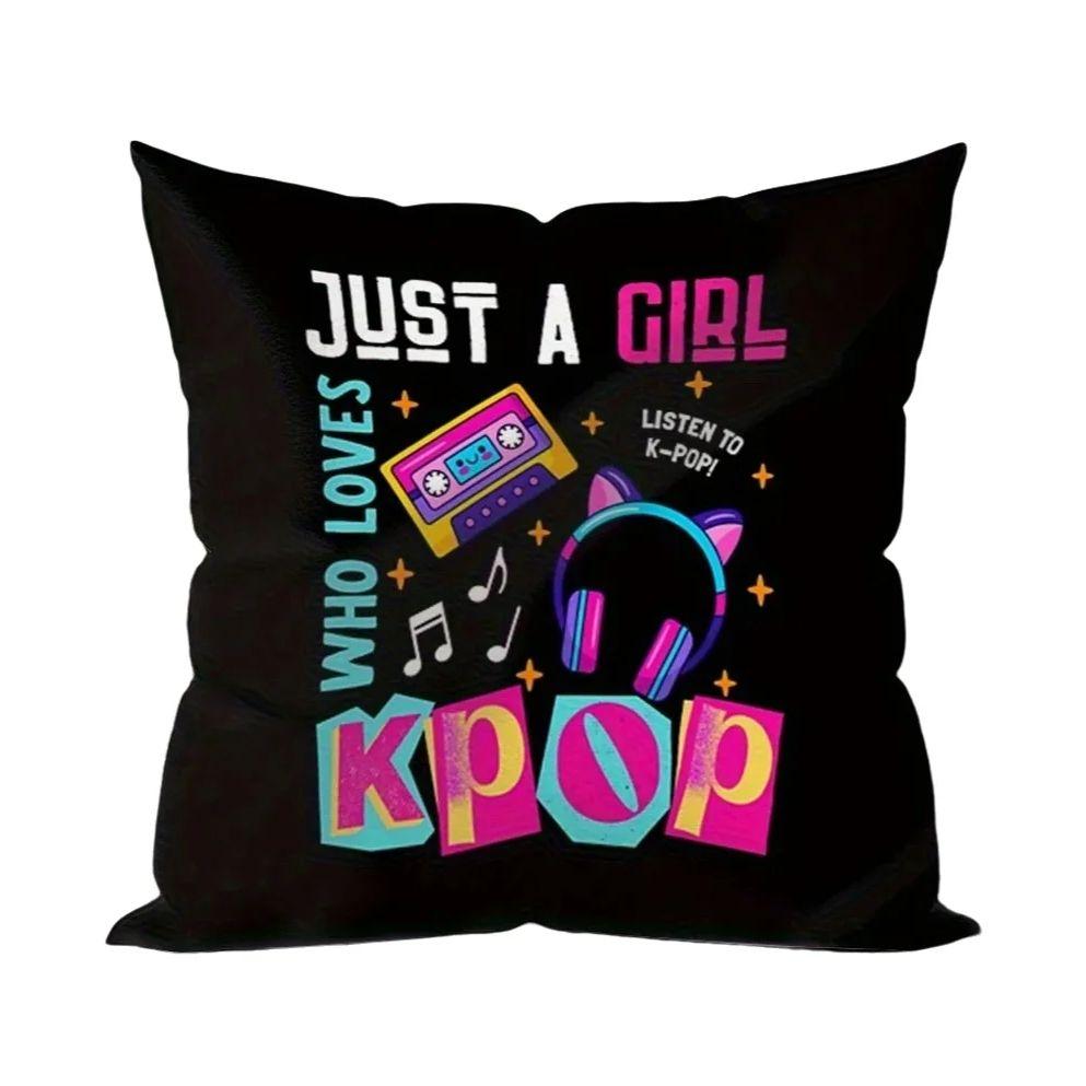 1Pc Kpop Style Lover Quote Pillow Cover, Polyester 2-Sided Print, Colorful Music & Headphones Design, Kpop Style Fan Room Decor Gift