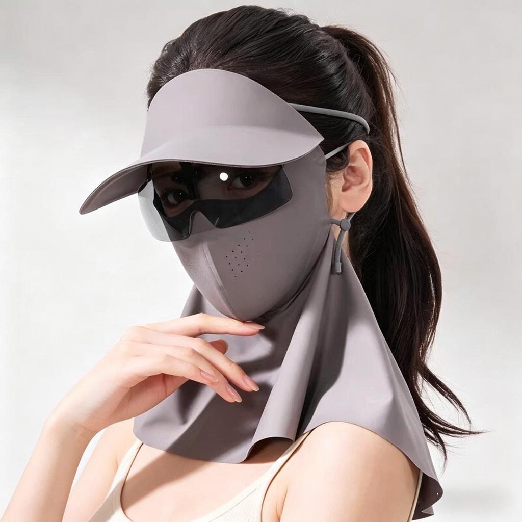 Full Face Sunscreen Mask Face Gini Women UV Protection Summer Ice Silk Cycling Sun Hat Mask Neck Protection Cooling Breathable