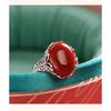 Adjustable Sterling Butterfly Ring With Natural Red Agate Inlay Vintage Oxidized Finish Unisex Statement Jewelry