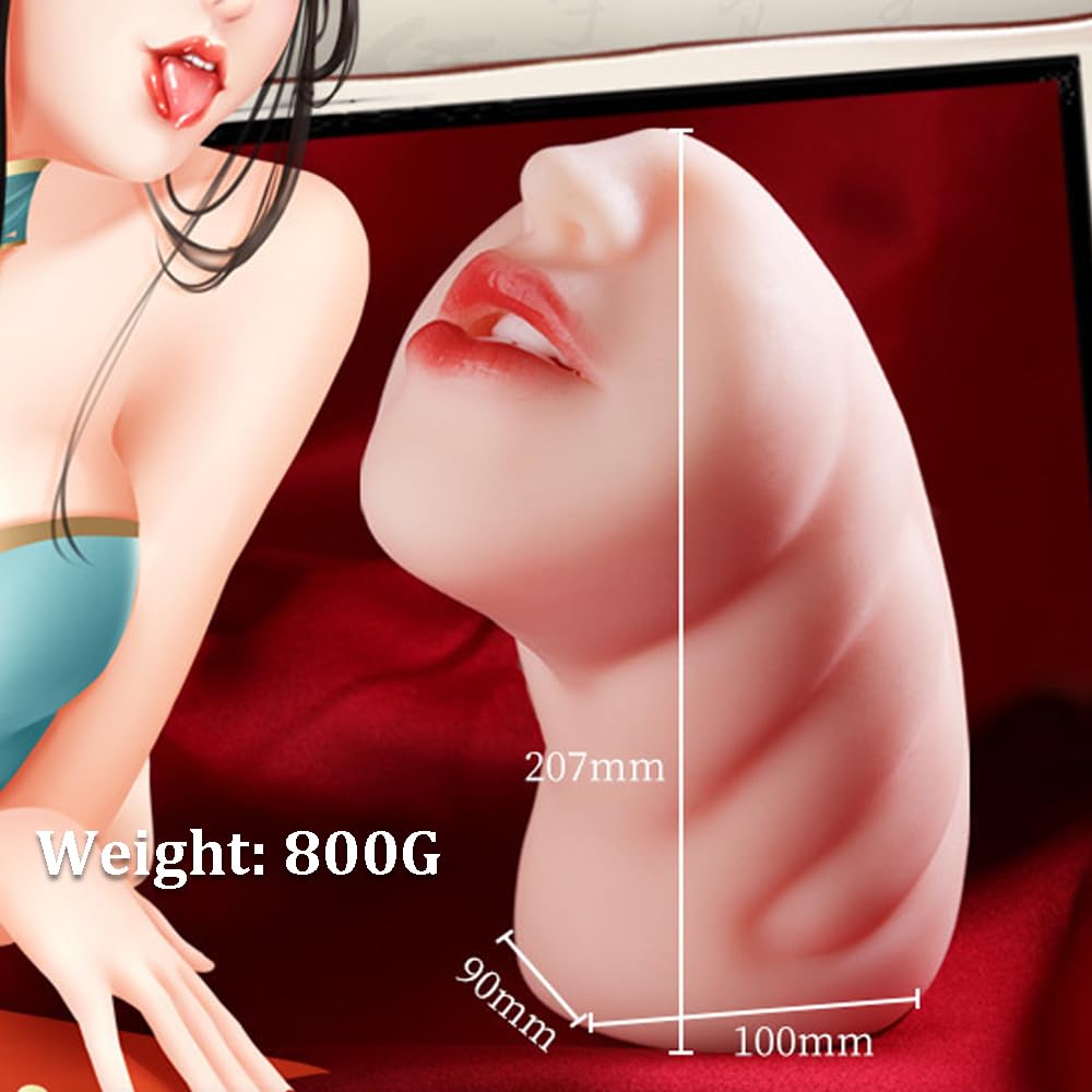 Blowjob Realistic Pornstar Male Masturbator,Real Mouth Deep Throat Oral Sex with Tongue Textured,Stroker Pocket Soft Sex Dolls Play Toy for Adult Men