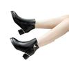 New Martin boots thick heel short boots autumn and winter temperament high heel black medium heel leather cotton boots
