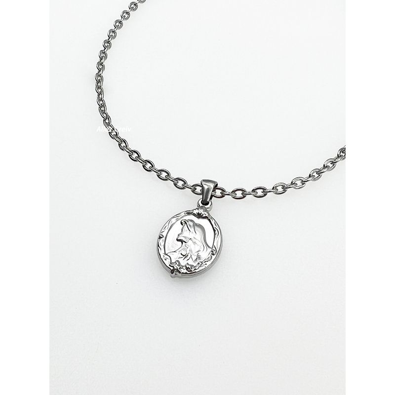 Titanium Steel Necklace Men's Fashionable Colorfast Mermaid Stylish Easiest for Match Niche Style Ins Fashion Street Cool Fancy