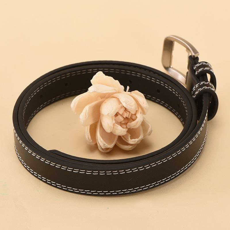 Women's High-Quality Leather Belt with Gold Buckle - Perfect for Dresses and Jeans