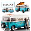 Das T2 Camper Auto Van Modell Bausteine Kompatibel DIY Ziegel Spielzeug für Kinder Weihnachten Geburtstag Geschenk