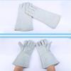 1Pair Welding Gloves Thick Breathable For Barbecue Welding Protection Gloves Cow Split Leather Cotton Cloth For Reduce Friction