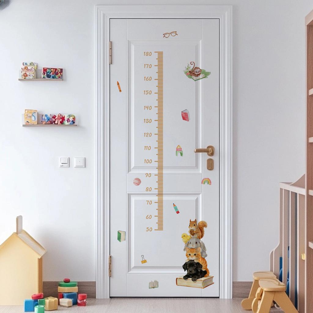 Height Measuring Wall ers with Cartoon Animals PVC Self Decals for Childs Room Living Room Decor 60 30cm Set of 2