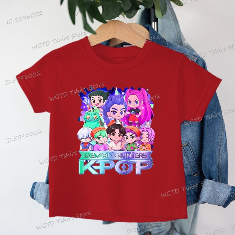 Soft Cotton Baby Girls Boys T Shirt KPop Demon Hunters Cartoon Cool Kids Tee Harajuku Toddler Girl Clothes Cotton Summer Tops