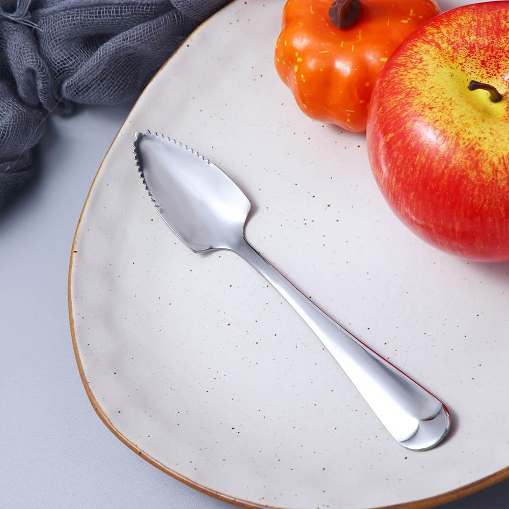 Steel Serrated Edge Scraping Kiwi Scoop Fruit Puree Tool Grapefruit Spoon Baby Food Processer