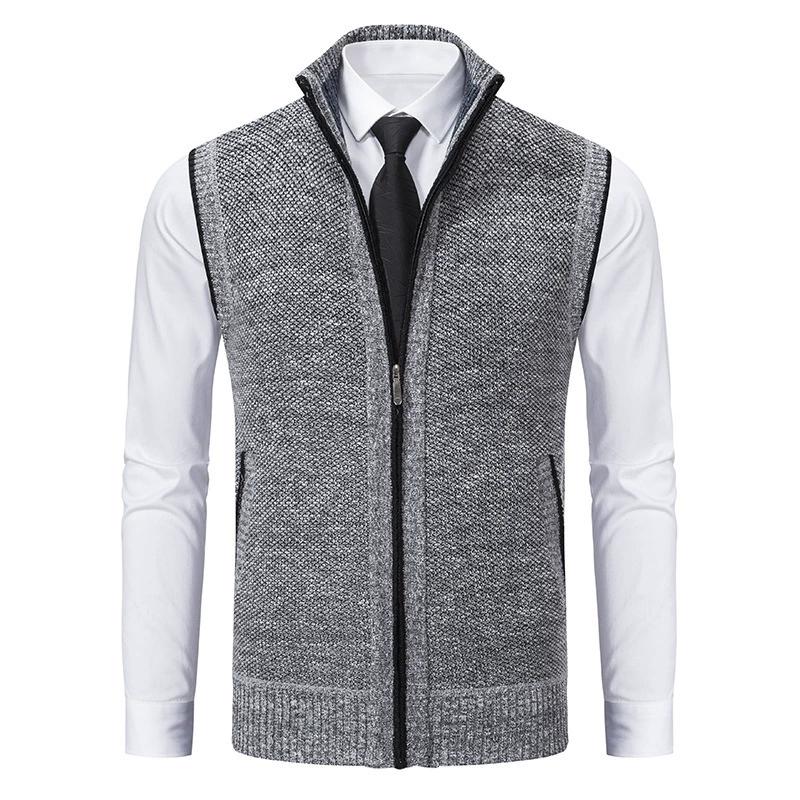 Casual Men's Vest, Vest, Camisole, Vest, Stand Up Collar, Sleeveless Knit, Casual, Thick, Autumn and Winter