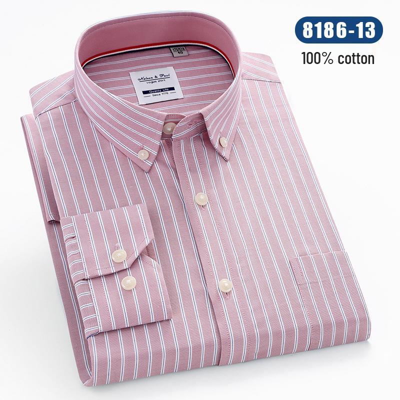 Men's Long Sleeve Striped Oxford Button-Down Shirt - New Color