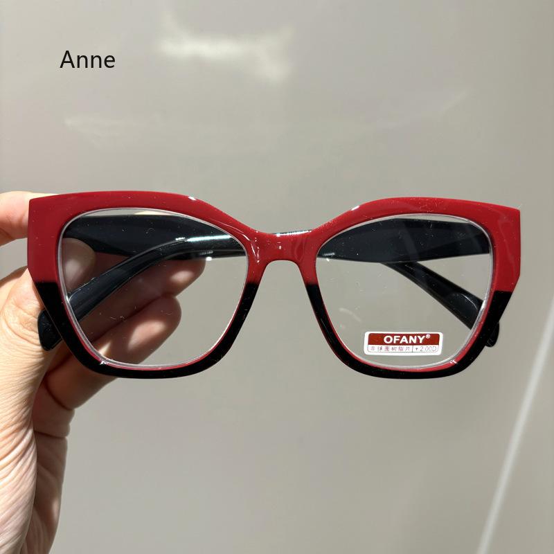 New Cat's Eye Reading Glasses Frame Women's Fashion PC Eyewear Frame Flat Glasses Luxury Anti Blue Light Optical Glasses