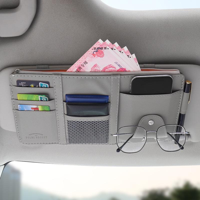 Multi-Function Car Visor Organizer: Glasses, Card, and ID Clip Holder