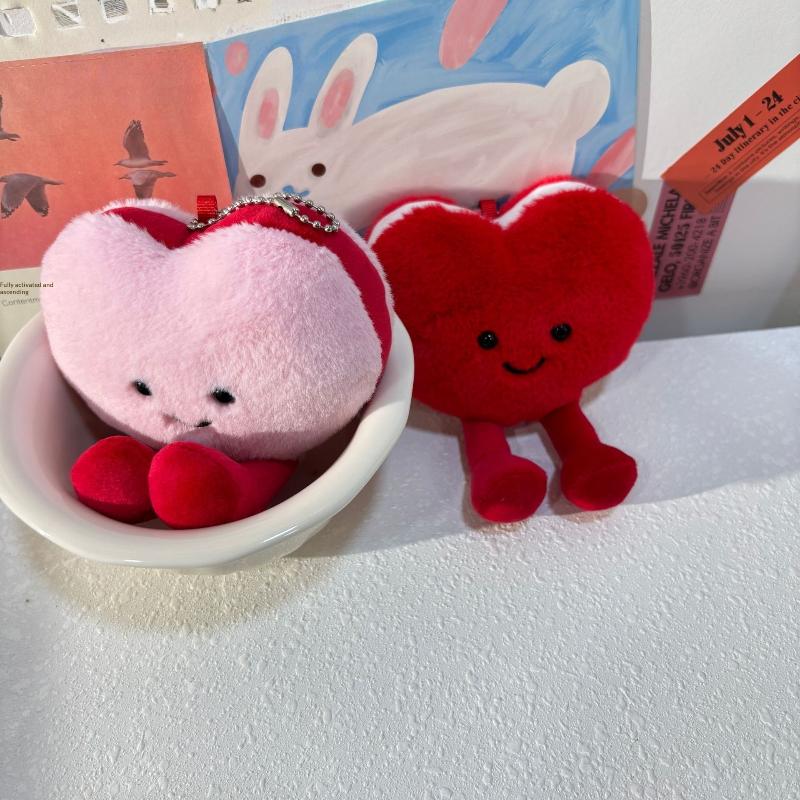 1Pcs Adorable Smiling Red Pink Heart Dolls Soft Heart Plush Stuffed Toy Pendant Valentine'S Day Gift For Girlfriend Home Decor