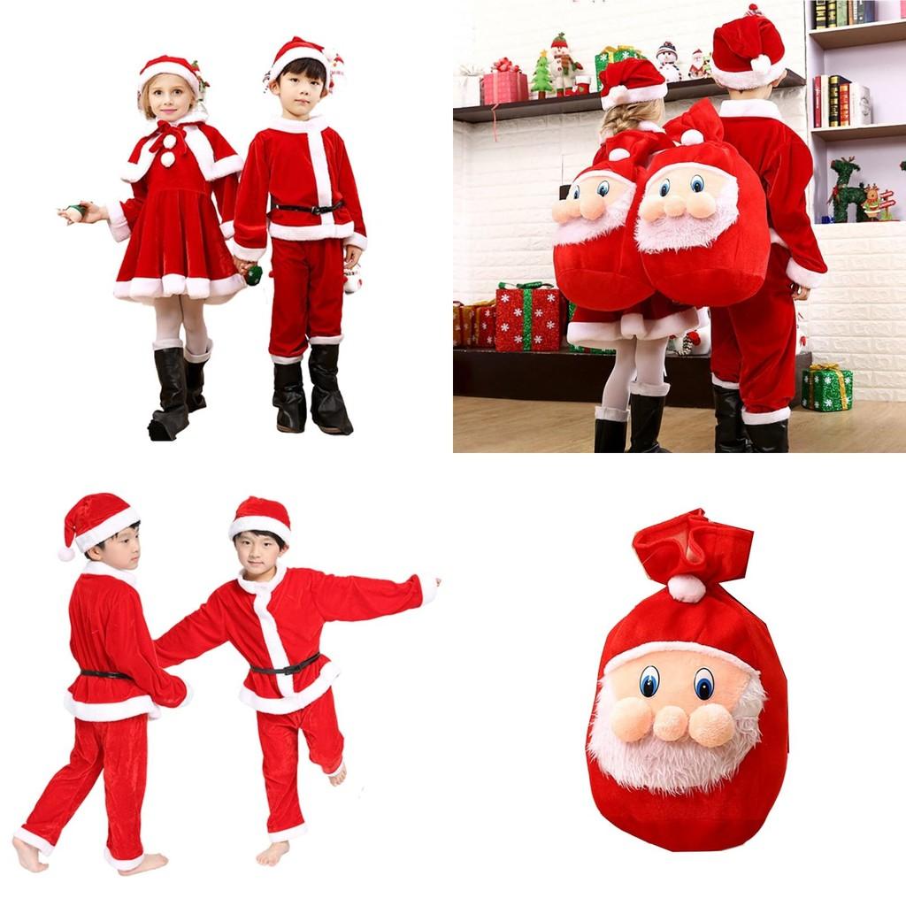 Kids Xmas Outfit Boys Girls Santa Claus Cosplay Costume Christmas Clothes