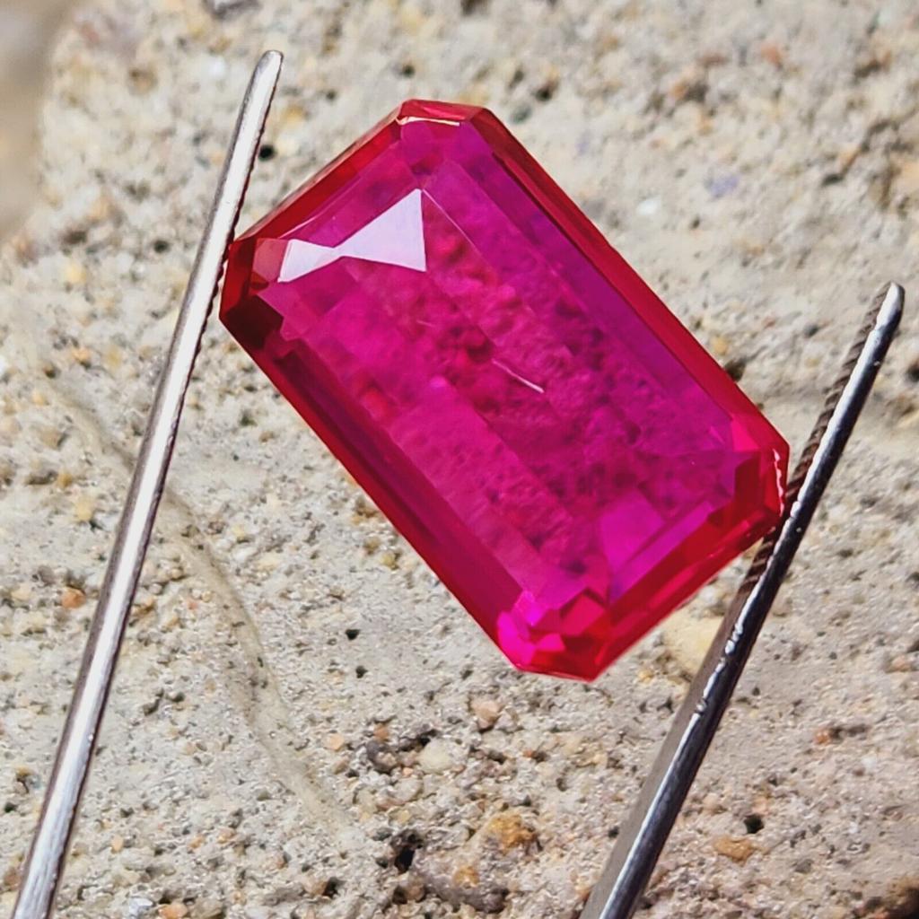 Heated 41 Ct Natural Ceylon Pink Sapphire Emerald Shape Loose Gemstone