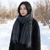 Solid Color Women Scarf Warm Neck Warmer Casual Cotton Linen Neckerchie  College