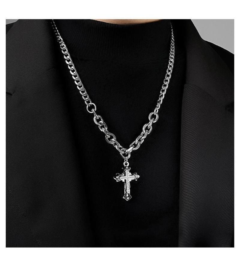 Equator Cross Necklace Men's Tide Hip Hop Premium Tide Brand Versatile Pendant Niche Design Accessories