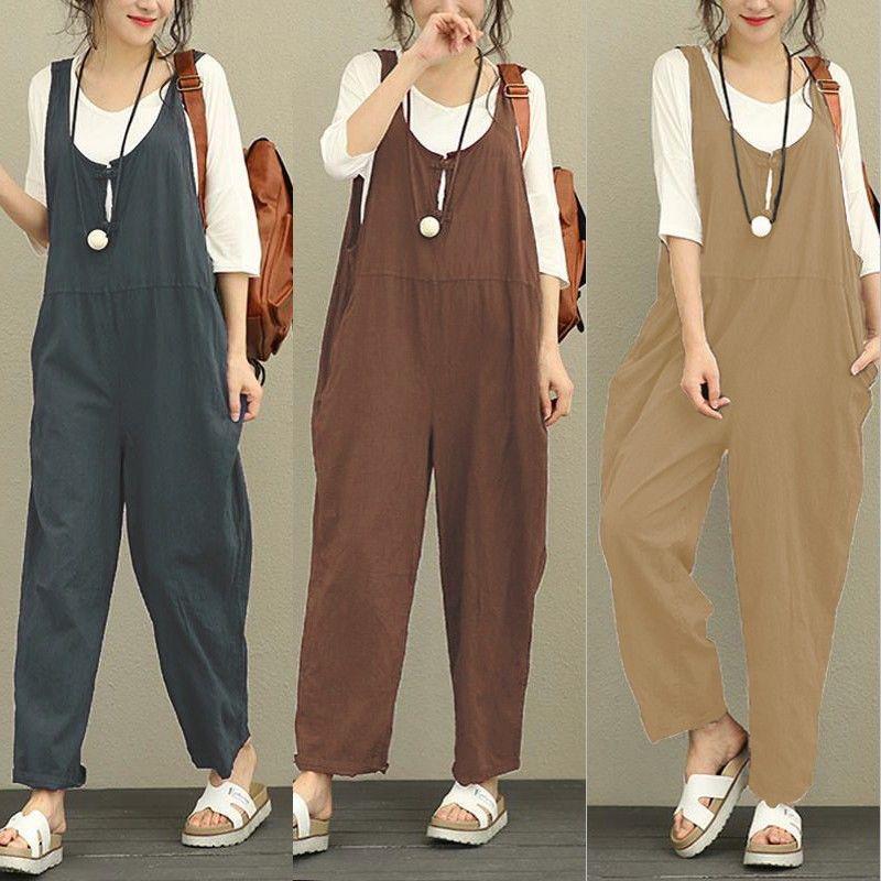 European and American Spring Loose Fit Pocket Jumpsuit